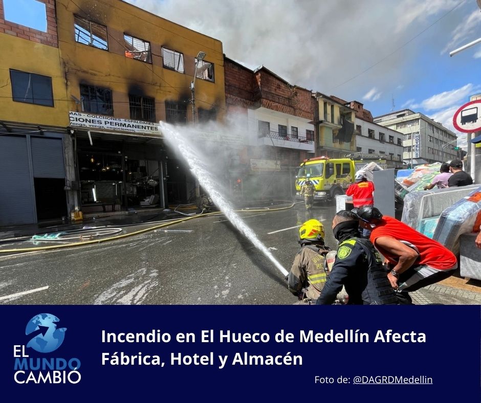 Incendio en El Hueco de Medellín Afecta Fábrica, Hotel y Almacén