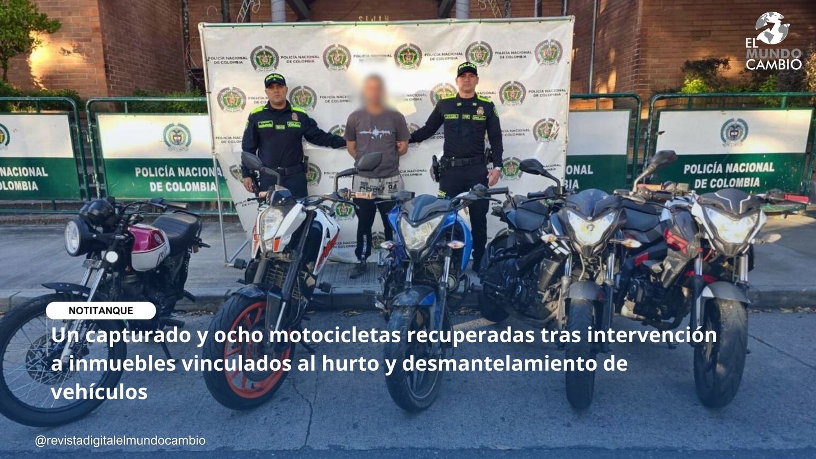 Un capturado y ocho motocicletas recuperadas tras intervención a inmuebles vinculados al hurto y desmantelamiento de vehículos