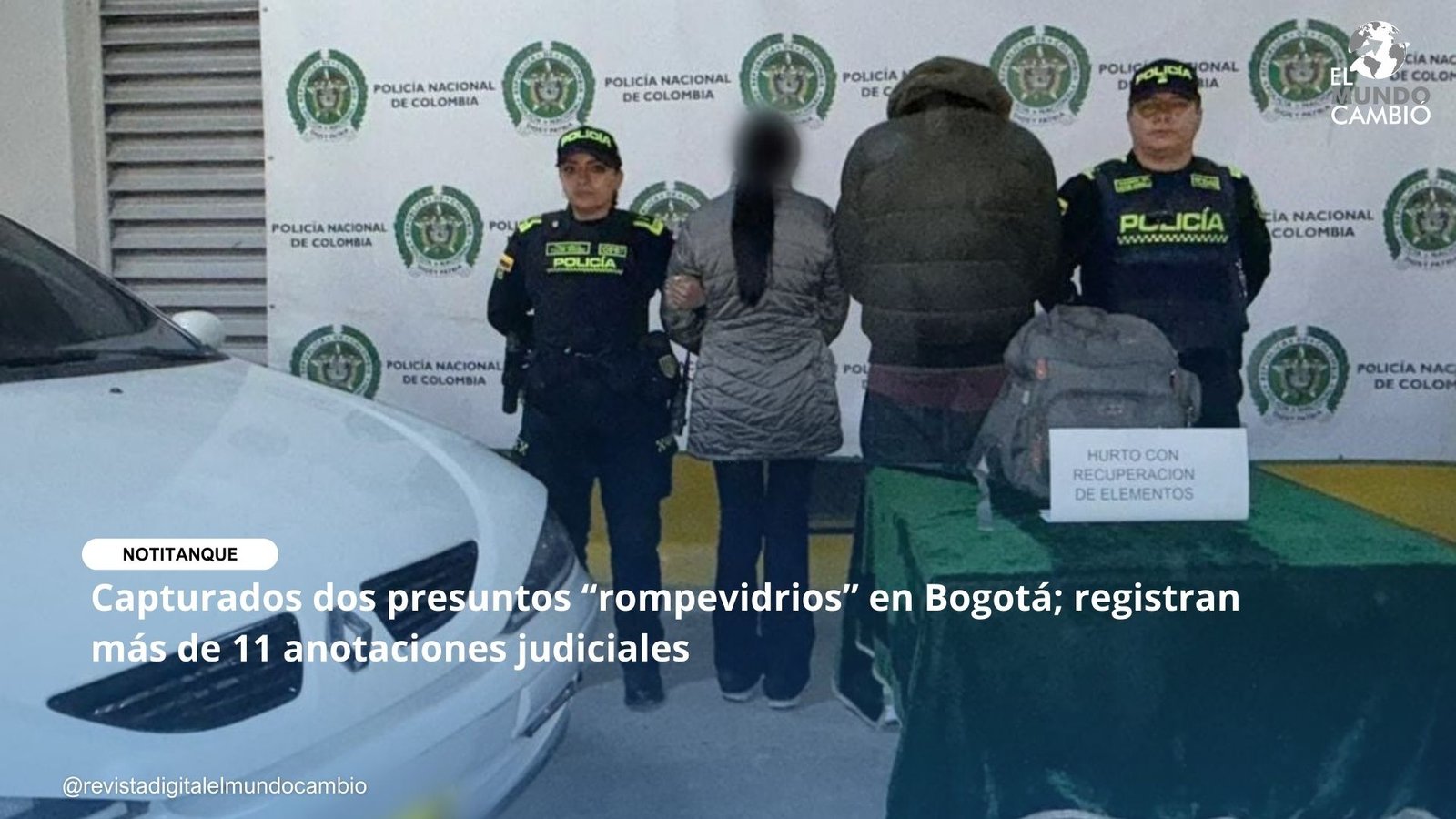 Capturados dos presuntos “rompevidrios” en Bogotá; registran más de 11 anotaciones judiciales