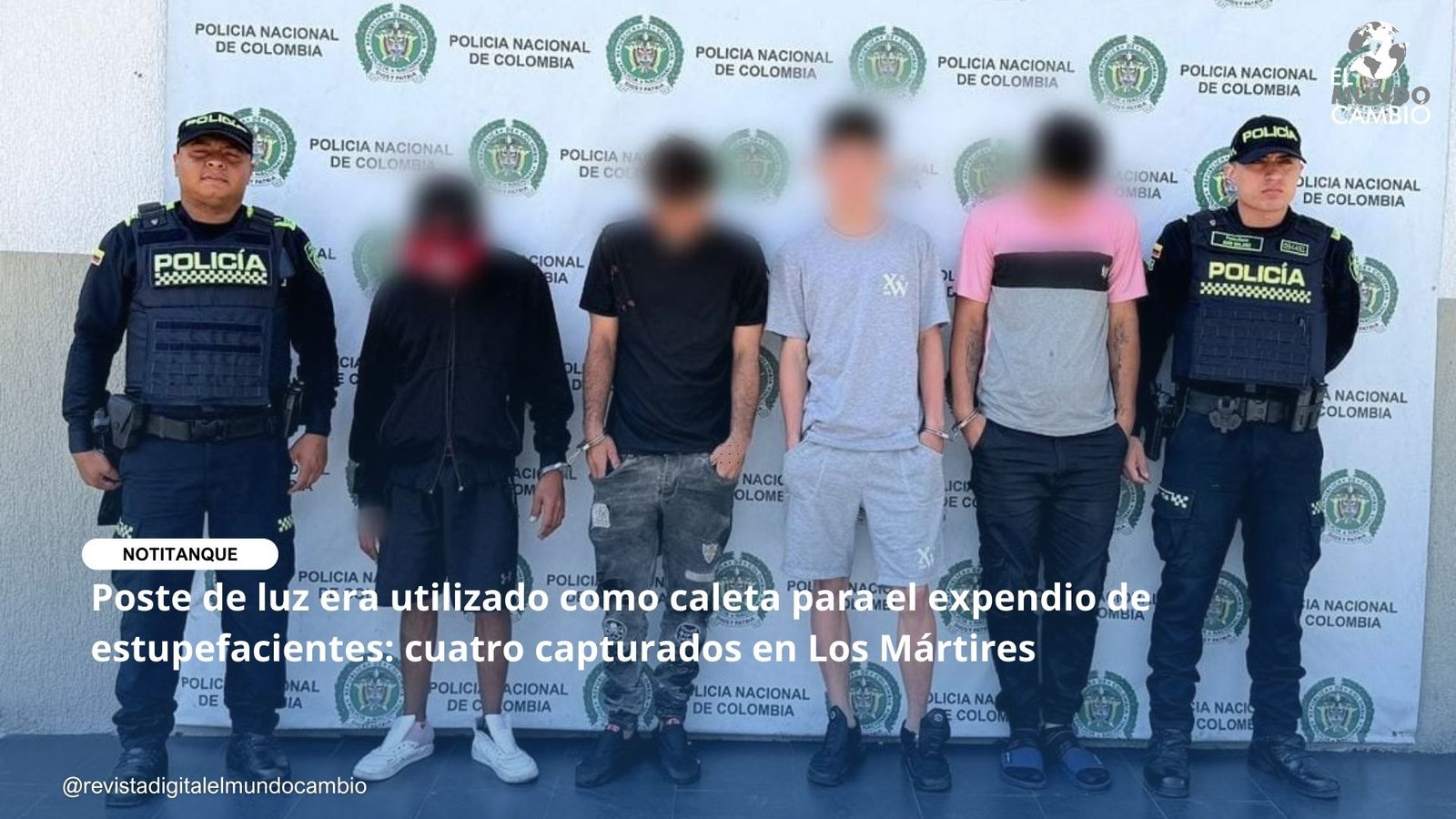 Poste de luz era utilizado como caleta para el expendio de estupefacientes: cuatro capturados en Los Mártires