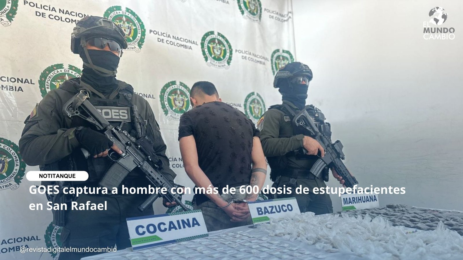 GOES captura a hombre con más de 600 dosis de estupefacientes en San Rafael