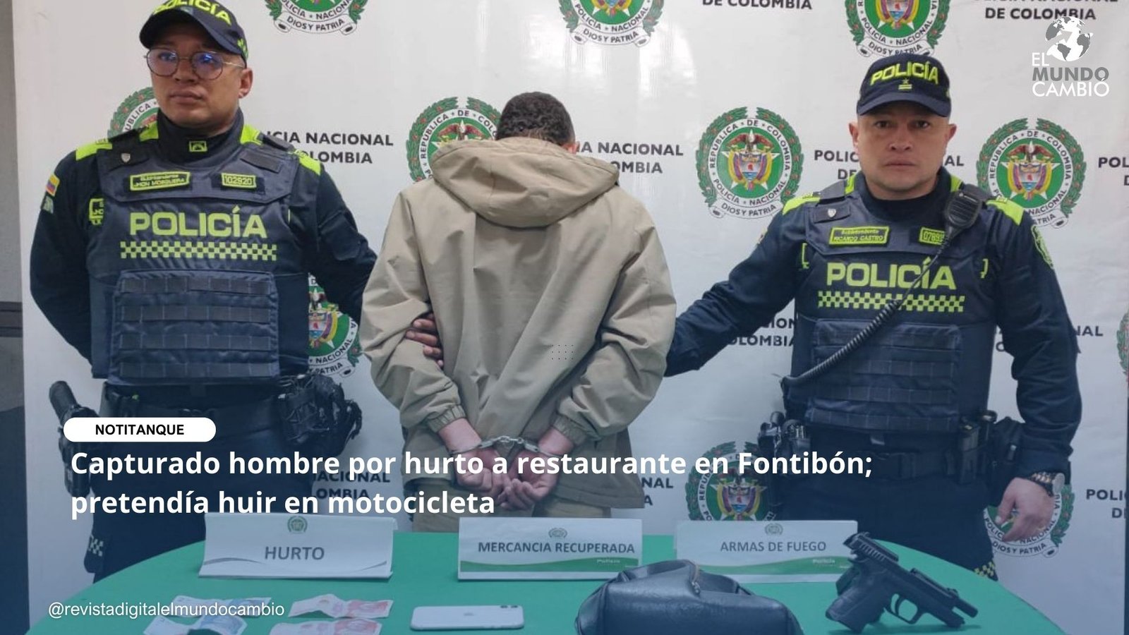 Capturado hombre por hurto a restaurante en Fontibón; pretendía huir en motocicleta