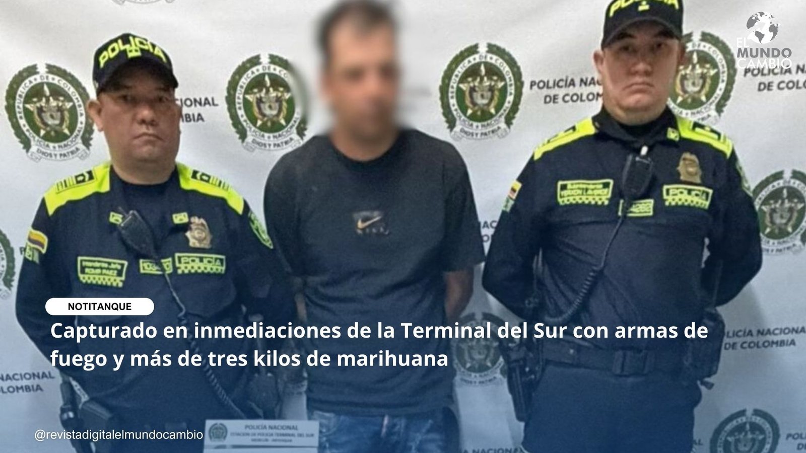 Capturado en inmediaciones de la Terminal del Sur con armas de fuego y más de tres kilos de marihuana