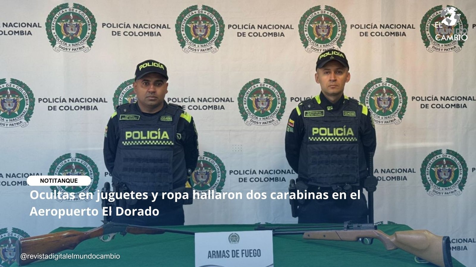 Ocultas en juguetes y ropa hallaron dos carabinas en el Aeropuerto El Dorado
