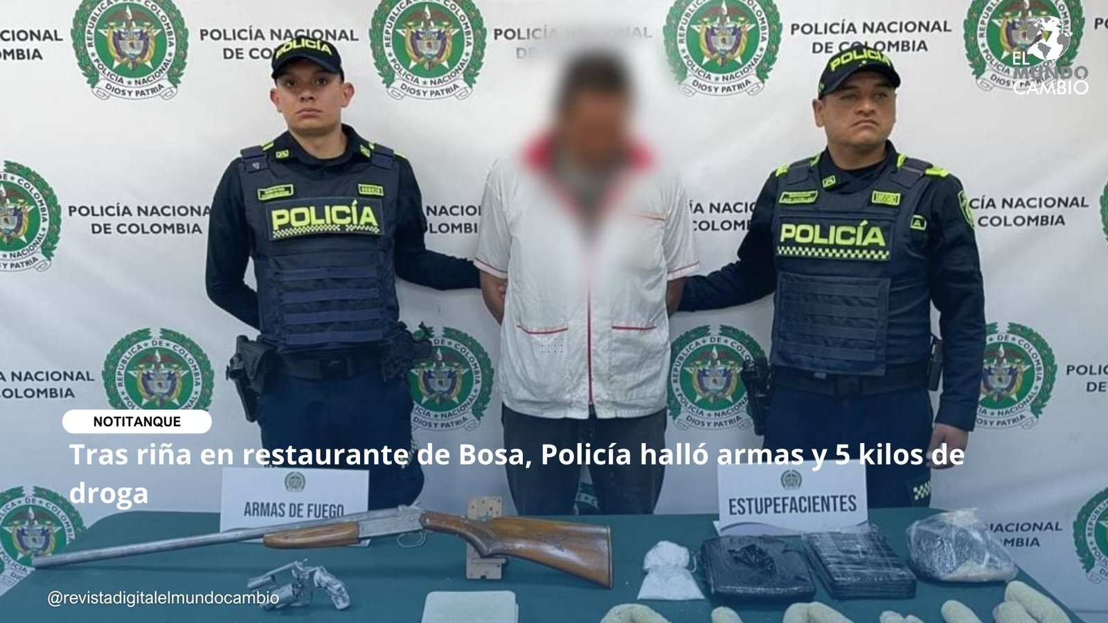 Tras riña en restaurante de Bosa, Policía halló armas y 5 kilos de droga