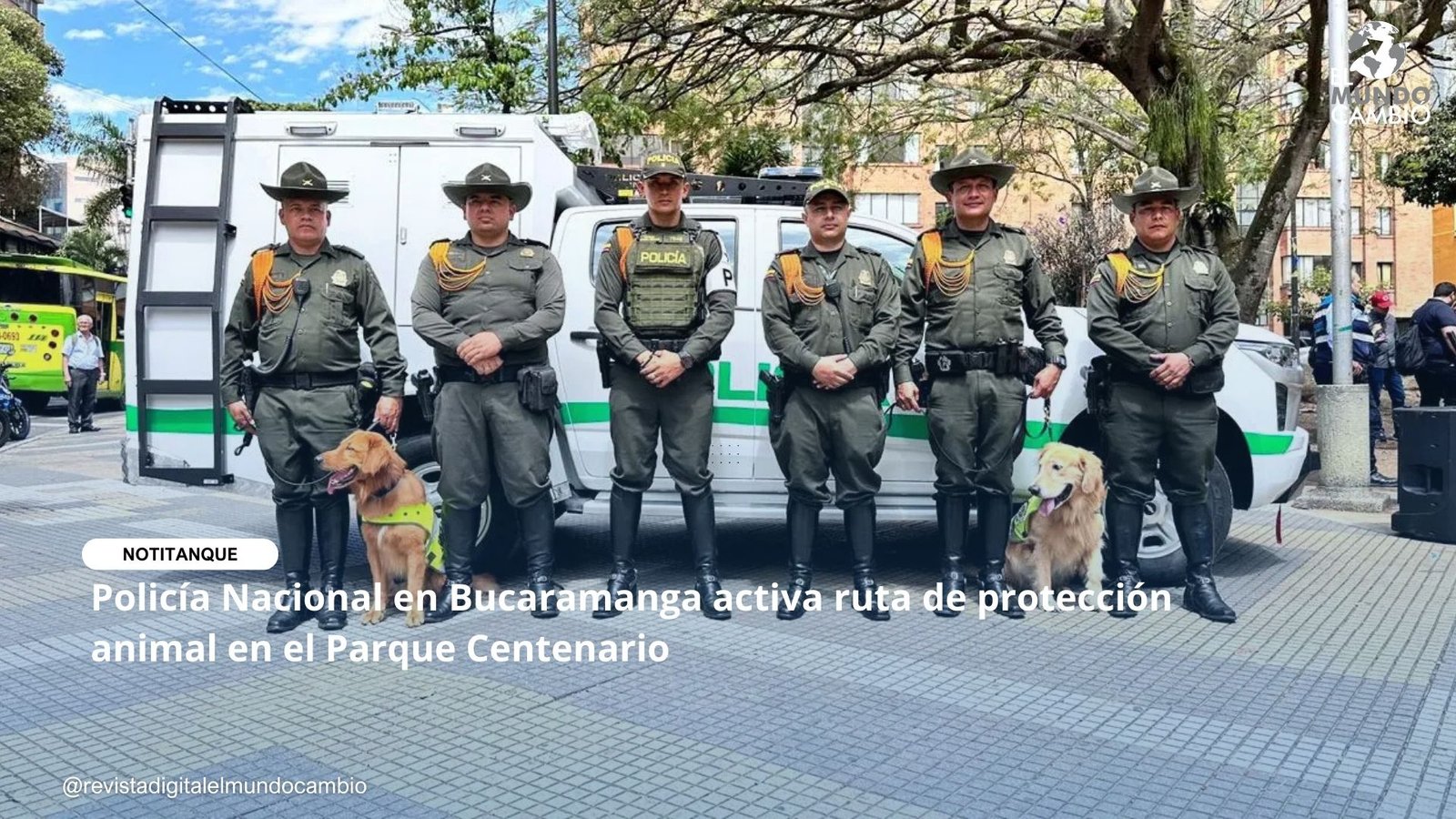 Policía Nacional en Bucaramanga activa ruta de protección animal en el Parque Centenario