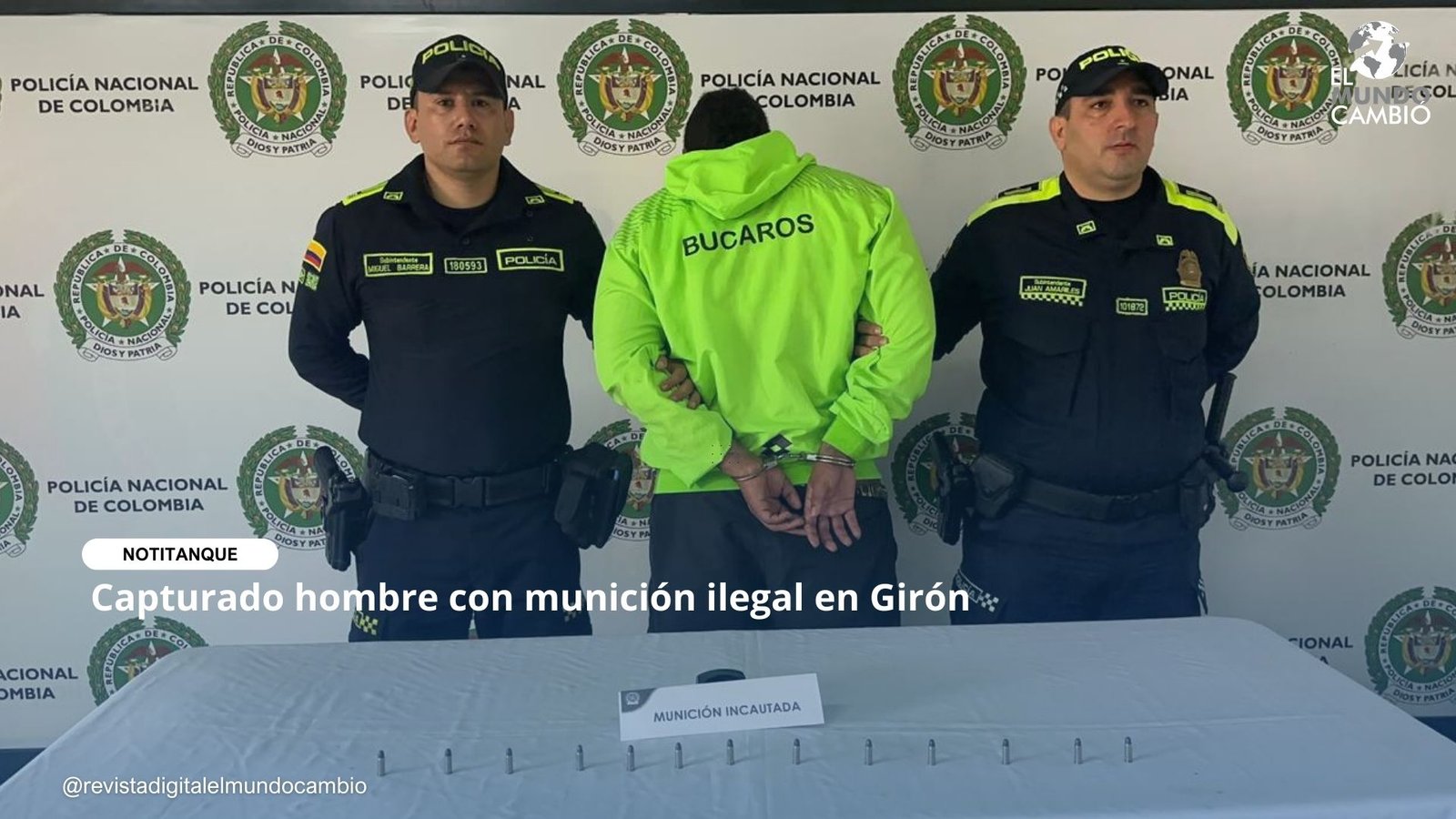 Capturado hombre con munición ilegal en Girón