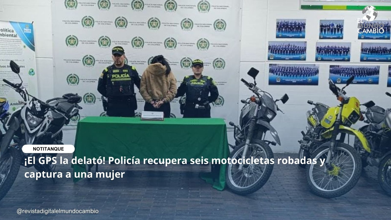 ¡El GPS la delató! Policía recupera seis motocicletas robadas y captura a una mujer