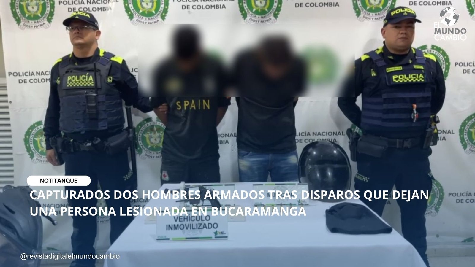 CAPTURADOS DOS HOMBRES ARMADOS TRAS DISPAROS QUE DEJAN UNA PERSONA LESIONADA EN BUCARAMANGA