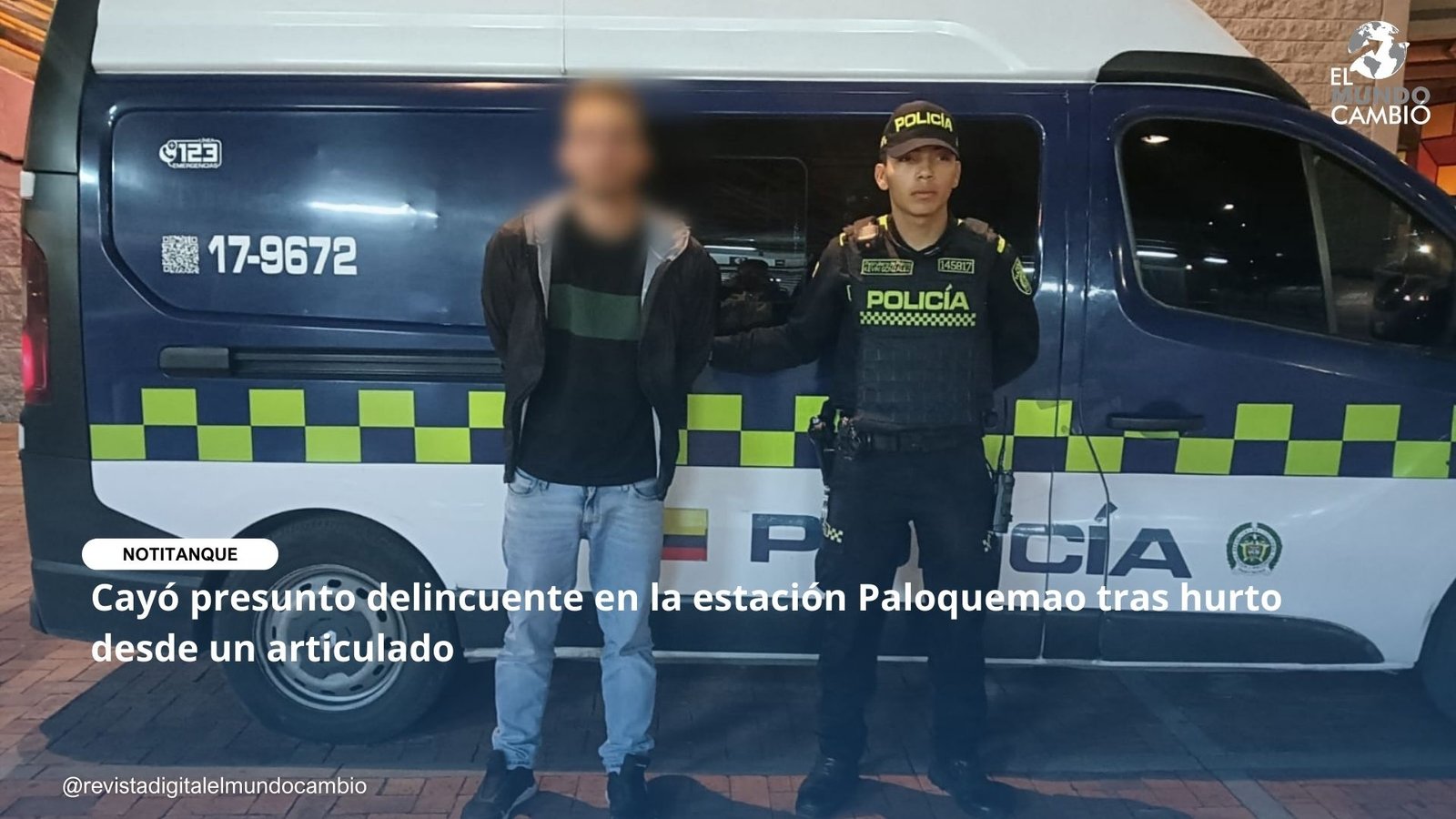 Cayó presunto delincuente en la estación Paloquemao tras hurto desde un articulado
