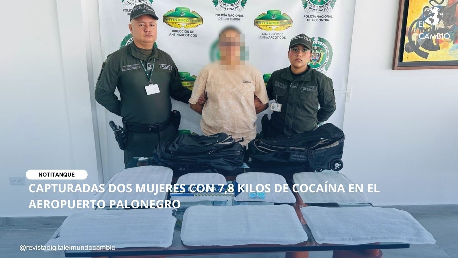 CAPTURADAS DOS MUJERES CON 7,8 KILOS DE COCAÍNA EN EL AEROPUERTO PALONEGRO