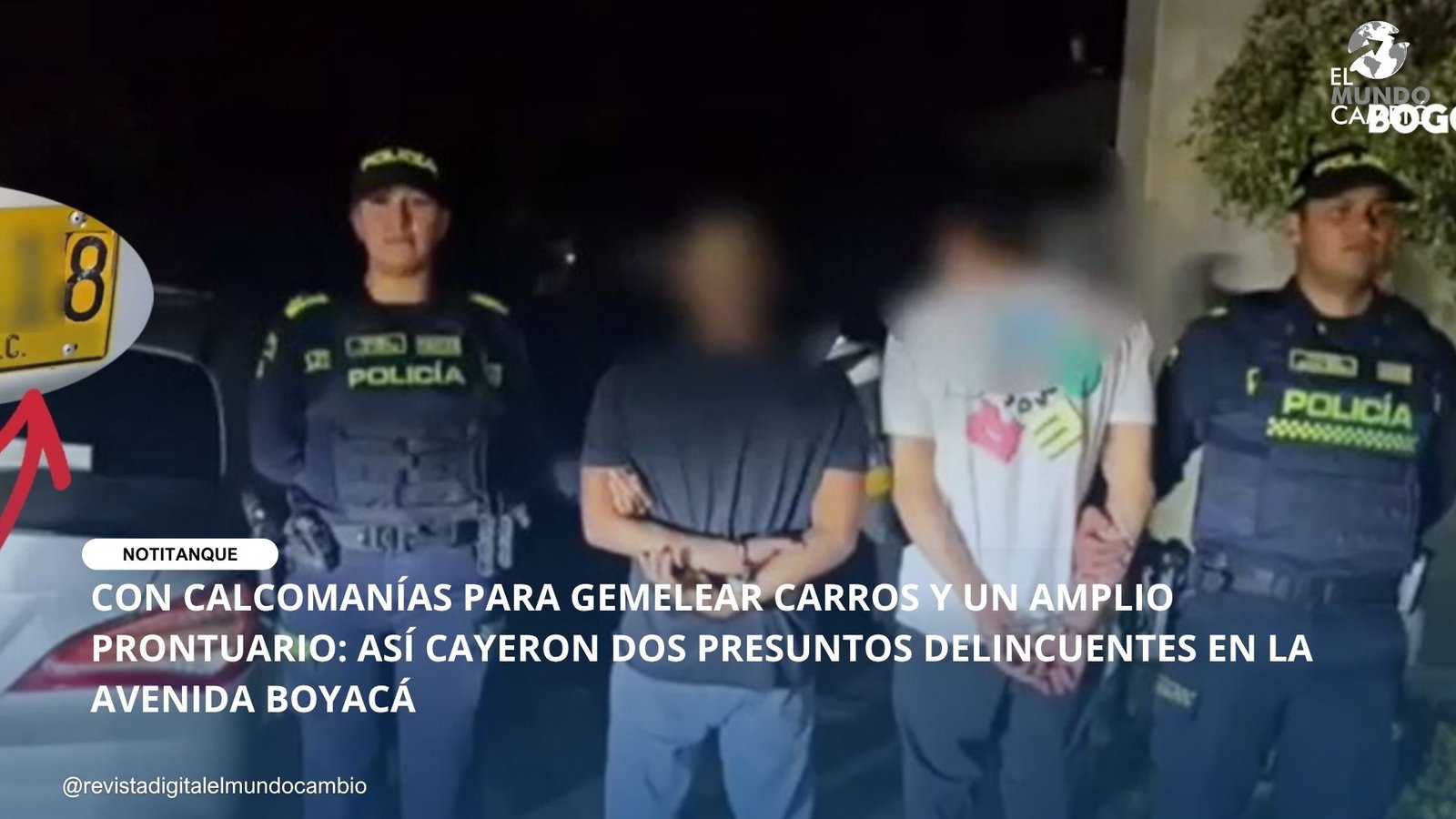 CON CALCOMANÍAS PARA GEMELEAR CARROS Y UN AMPLIO PRONTUARIO: ASÍ CAYERON DOS PRESUNTOS DELINCUENTES EN LA AVENIDA BOYACÁ