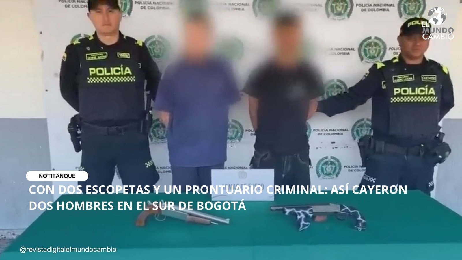 CON DOS ESCOPETAS Y UN PRONTUARIO CRIMINAL: ASÍ CAYERON DOS HOMBRES EN EL SUR DE BOGOTÁ