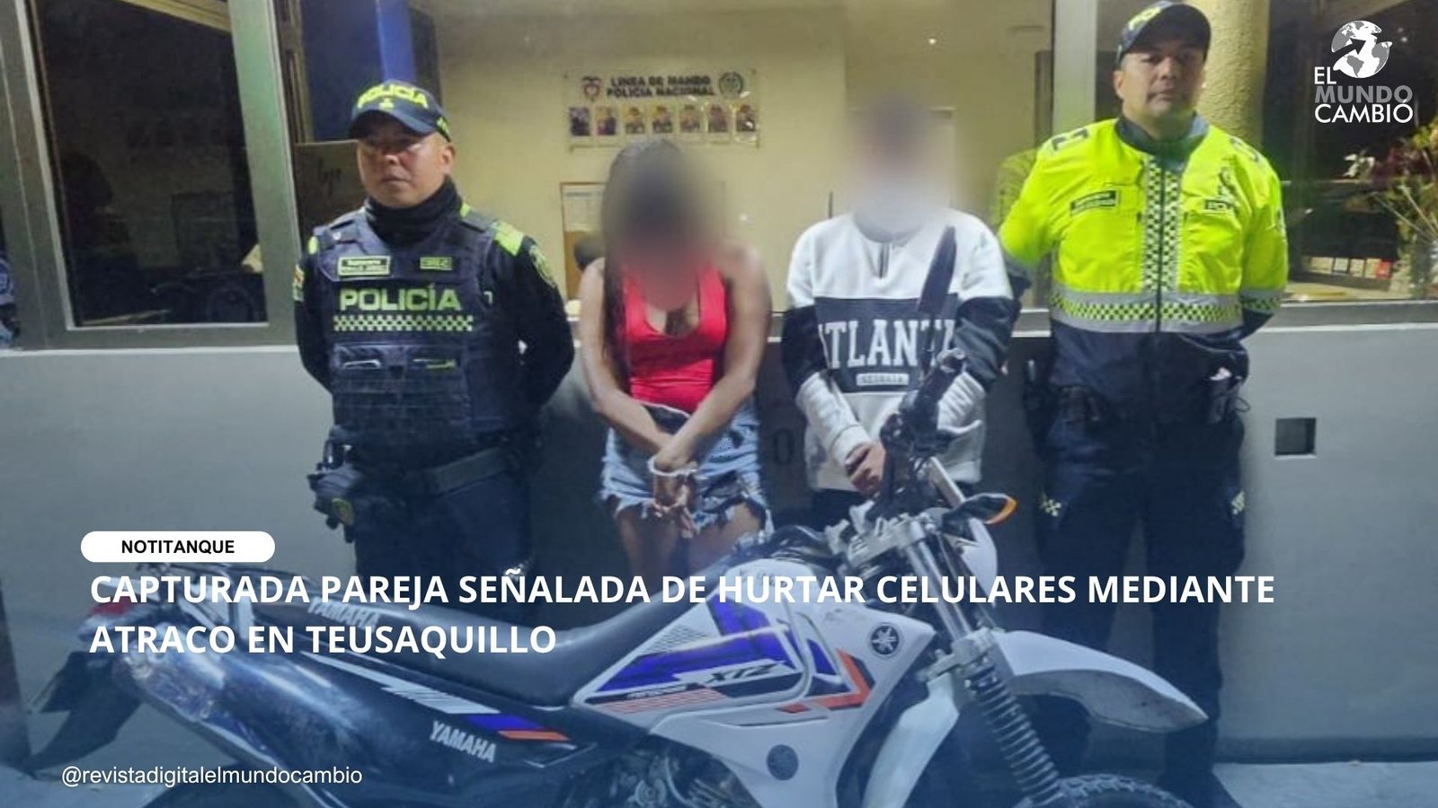 CAPTURADA PAREJA SEÑALADA DE HURTAR CELULARES MEDIANTE ATRACO EN TEUSAQUILLO