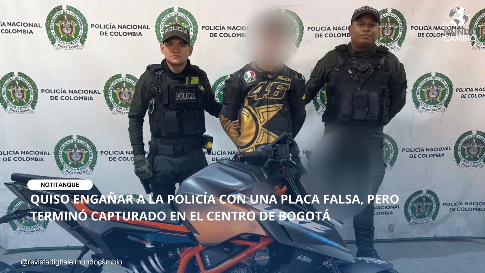 QUISO ENGAÑAR A LA POLICÍA CON UNA PLACA FALSA, PERO TERMINÓ CAPTURADO EN EL CENTRO DE BOGOTÁ