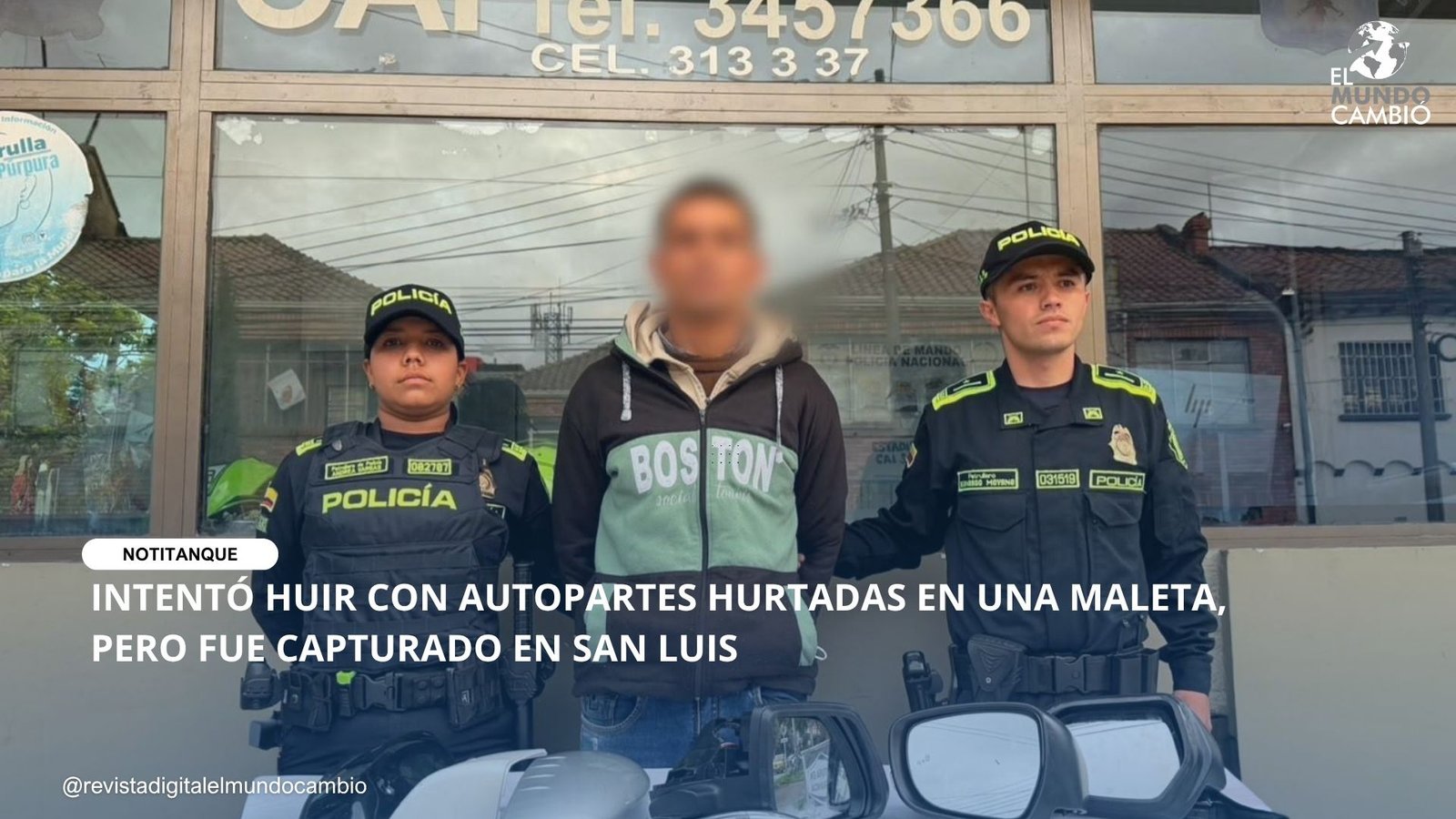 INTENTÓ HUIR CON AUTOPARTES HURTADAS EN UNA MALETA, PERO FUE CAPTURADO EN SAN LUIS