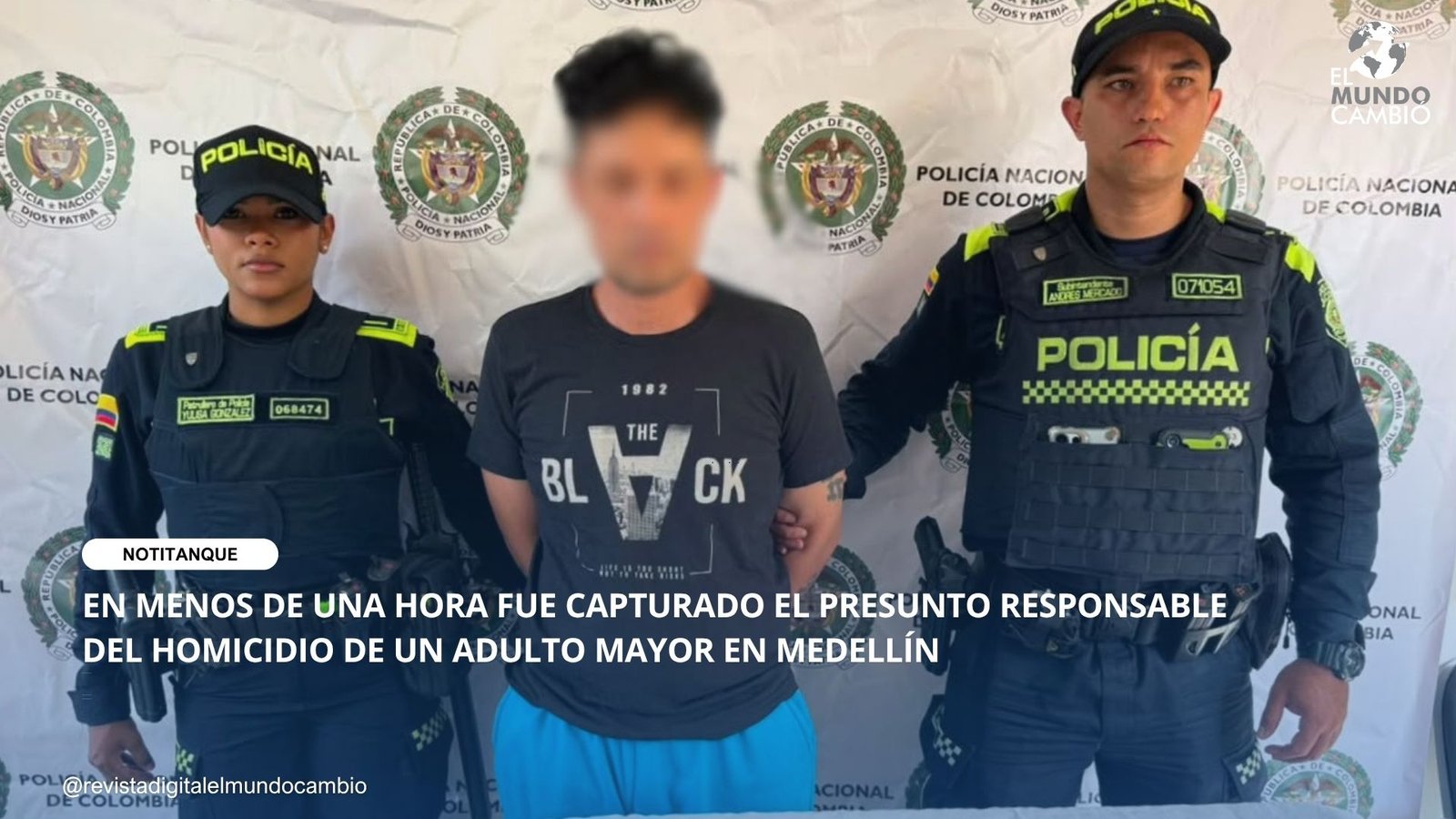 EN MENOS DE UNA HORA FUE CAPTURADO EL PRESUNTO RESPONSABLE DEL HOMICIDIO DE UN ADULTO MAYOR EN MEDELLÍN