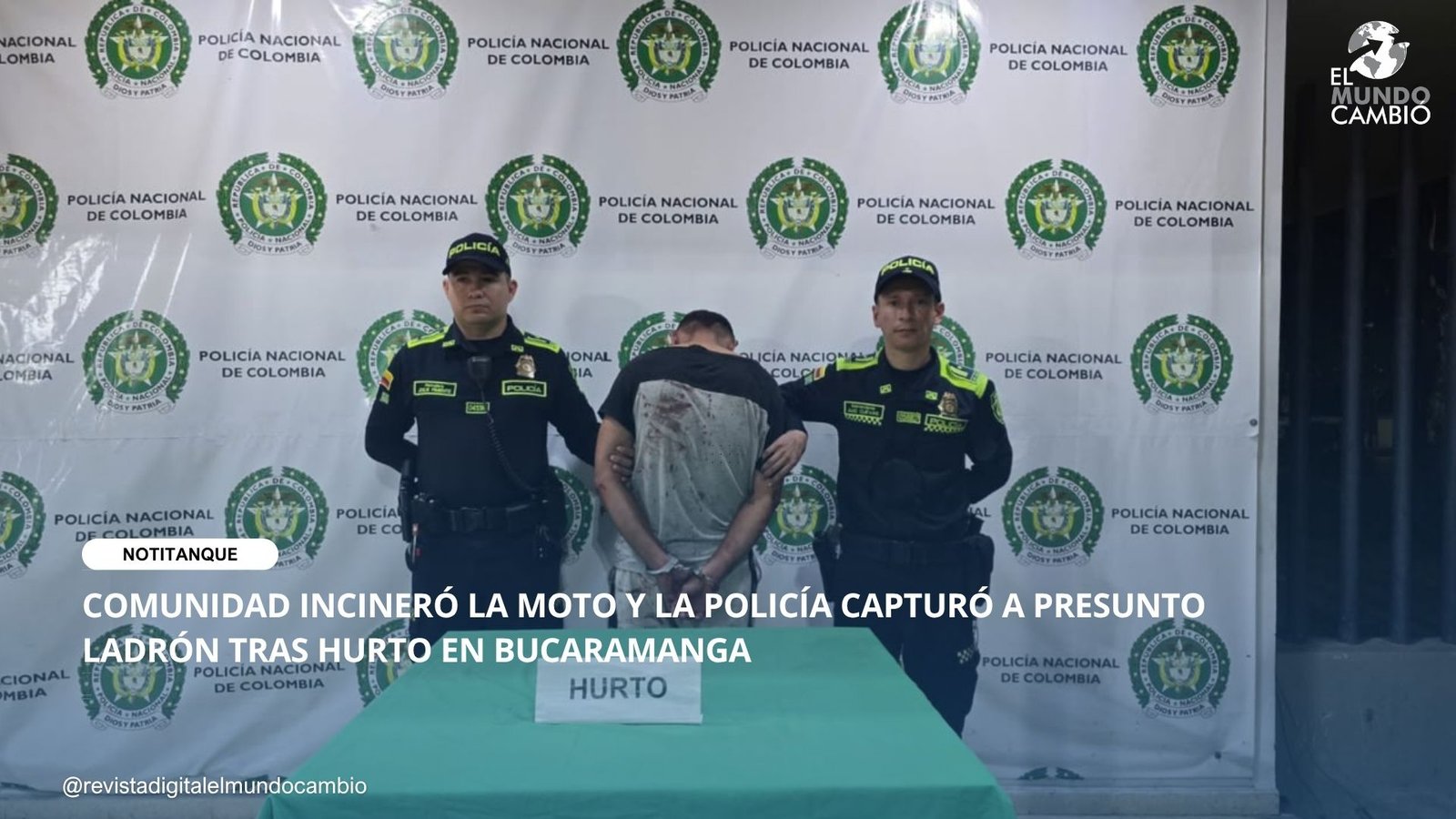 COMUNIDAD INCINERÓ LA MOTO Y LA POLICÍA CAPTURÓ A PRESUNTO LADRÓN TRAS HURTO EN BUCARAMANGA