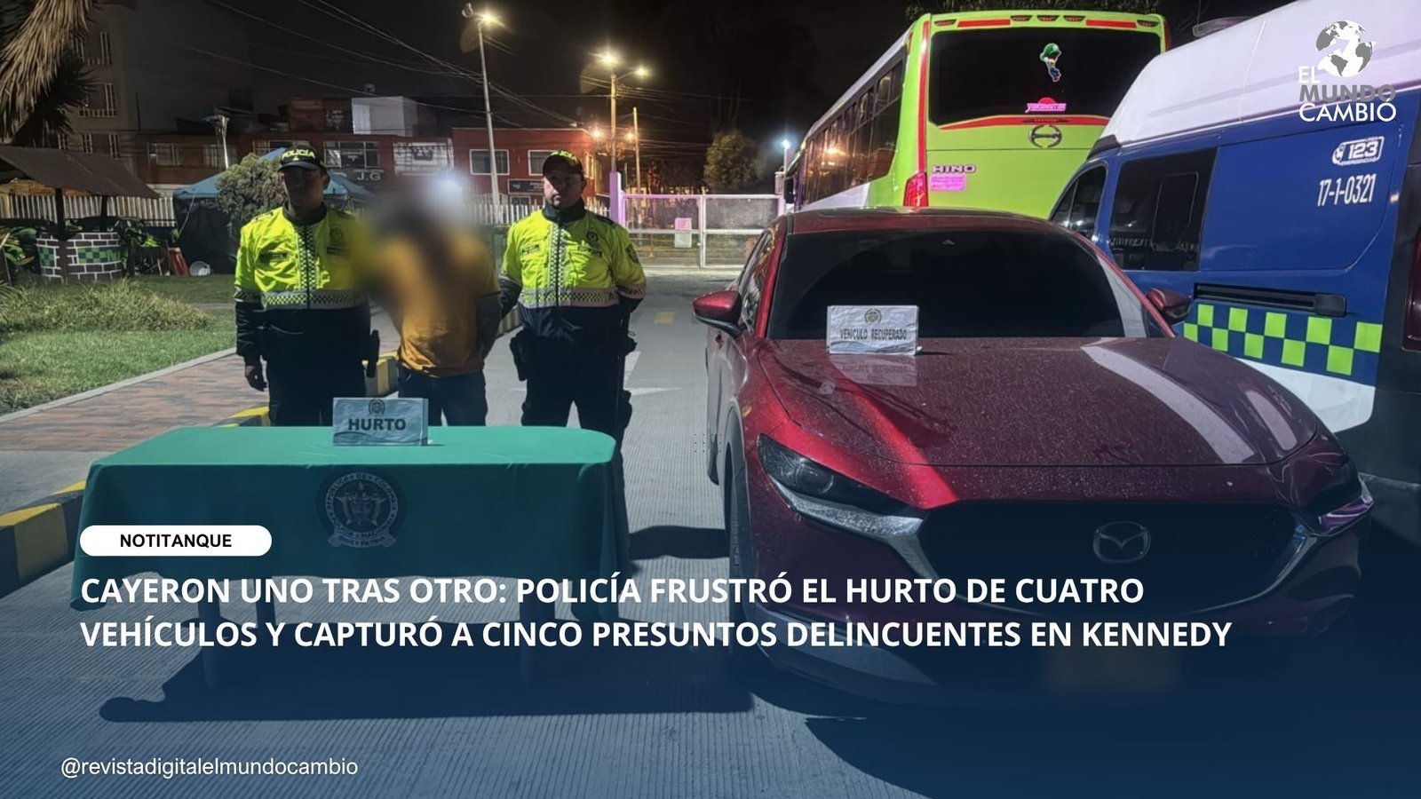 CAYERON UNO TRAS OTRO: POLICÍA FRUSTRÓ EL HURTO DE CUATRO VEHÍCULOS Y CAPTURÓ A CINCO PRESUNTOS DELINCUENTES EN KENNEDY