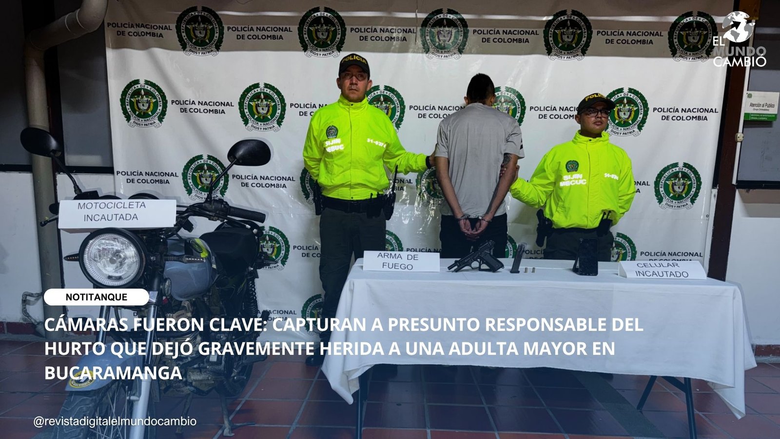 CÁMARAS FUERON CLAVE: CAPTURAN A PRESUNTO RESPONSABLE DEL HURTO QUE DEJÓ GRAVEMENTE HERIDA A UNA ADULTA MAYOR EN BUCARAMANGA