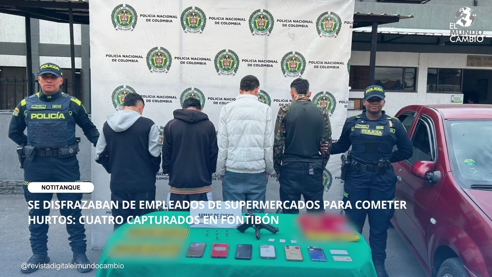 SE DISFRAZABAN DE EMPLEADOS DE SUPERMERCADOS PARA COMETER HURTOS: CUATRO CAPTURADOS EN FONTIBÓN