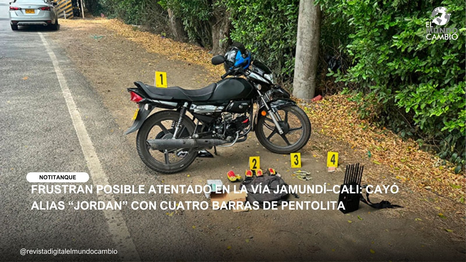 FRUSTRAN POSIBLE ATENTADO EN LA VÍA JAMUNDÍ–CALI: CAYÓ ALIAS “JORDAN” CON CUATRO BARRAS DE PENTOLITA