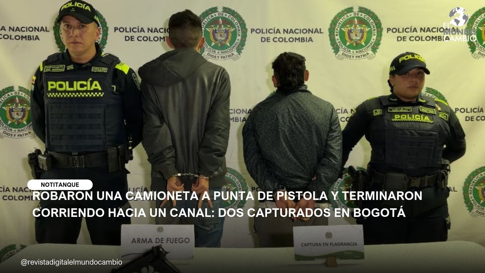 ROBARON UNA CAMIONETA A PUNTA DE PISTOLA Y TERMINARON CORRIENDO HACIA UN CANAL: DOS CAPTURADOS EN BOGOTÁ