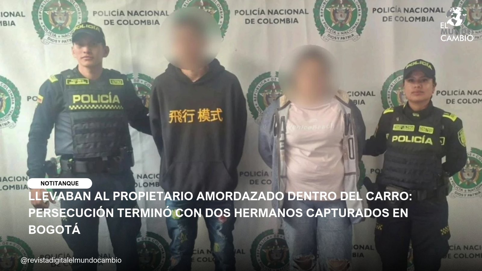 LLEVABAN AL PROPIETARIO AMORDAZADO DENTRO DEL CARRO: PERSECUCIÓN TERMINÓ CON DOS HERMANOS CAPTURADOS EN BOGOTÁ