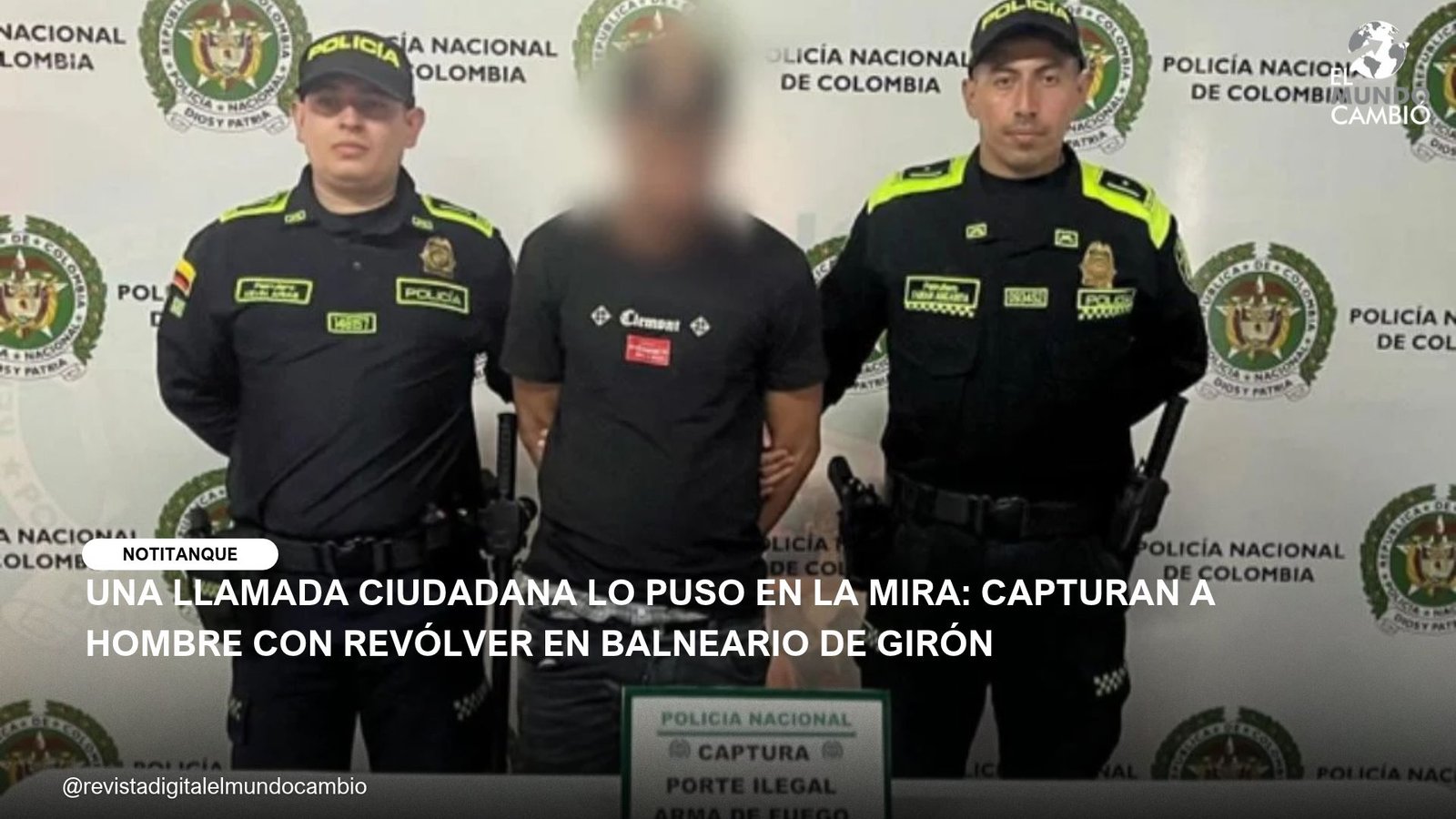 UNA LLAMADA CIUDADANA LO PUSO EN LA MIRA: CAPTURAN A HOMBRE CON REVÓLVER EN BALNEARIO DE GIRÓN